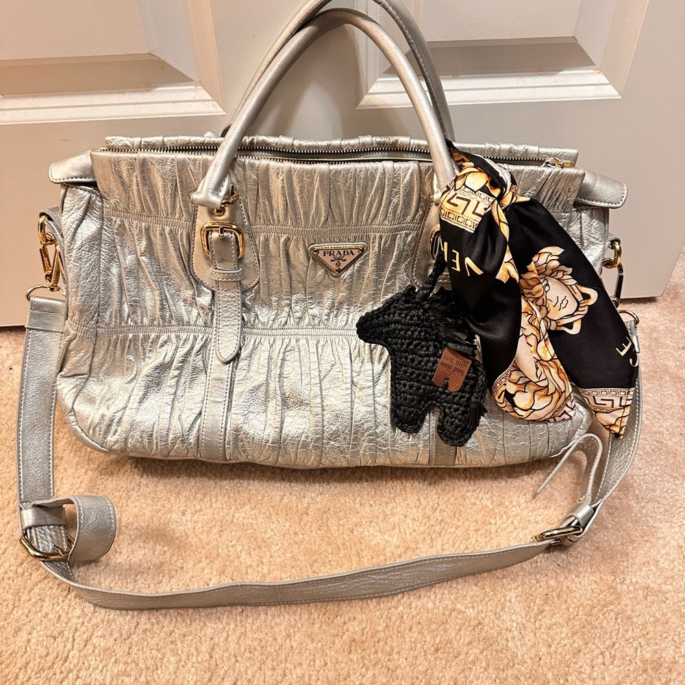 Prada Metallic Silver Shoulder Bag (2-way
